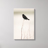 roodgevleugelde merel op tak canvas afdruk (Voorkant)