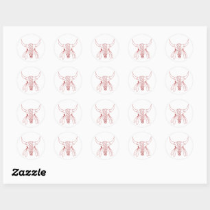 Roodghost Dance Buffalo rode lijn ronde stickers