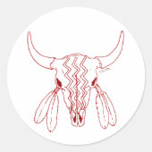 Roodghost Dance Buffalo rode lijn ronde stickers (Voorkant)
