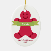 Roodgingerbrood kind groene banner naam baby eerst