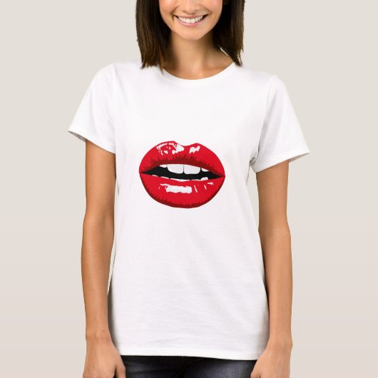roodglanzende lippen t-shirt (Voorkant)