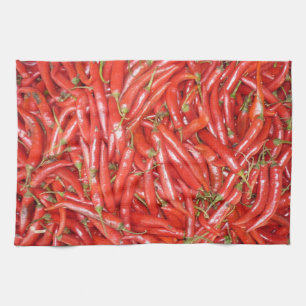 roodgloeiende Spaanse pepers Theedoek