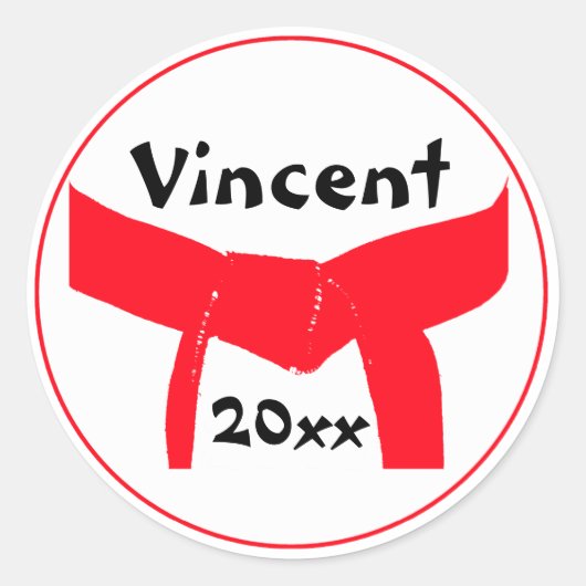 Roodgordel voor krijgskunst ronde sticker (Voorkant)