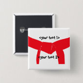 Roodgordel voor krijgskunst vierkante button 5,1 cm (Voorkant /achterkant)