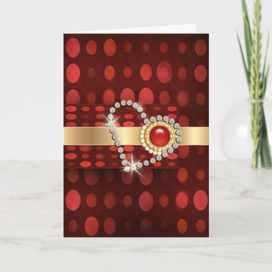 Roodgouden diamanten Romantische valentijnen Feestdagen Kaart (Voorkant)