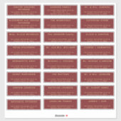 Roodgouden vakantie mailing 24 adresetiket sticker (Vel)