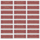 Roodgouden vakantie mailing 24 adresetiket sticker (Voorkant)