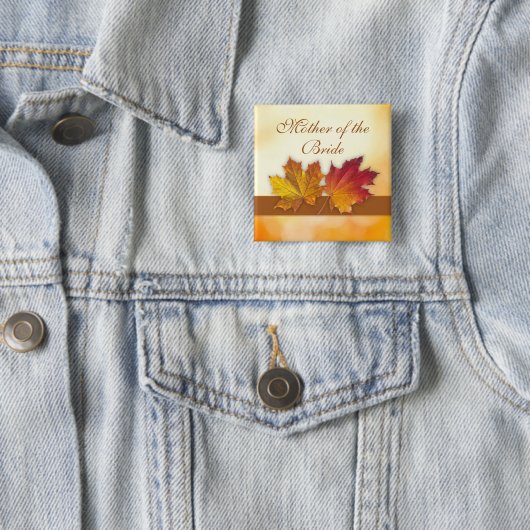 Roodgoudherfstbladeren Weddenschap Vierkante Button 5,1 Cm (In situ)