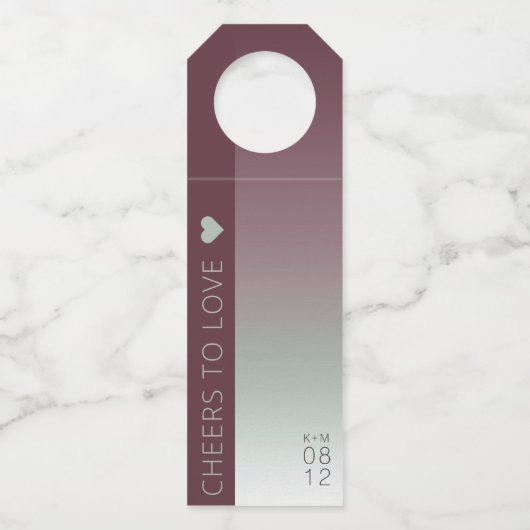 Roodgradiënt bruiloft Cheers Burgundy Mist ID741 Flessenhanger (Voorkant)