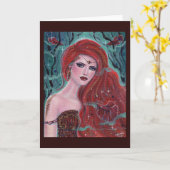 Roodgranensmaïde met betta-vis door Renee Lavoie Kaart (Gele Bloem)