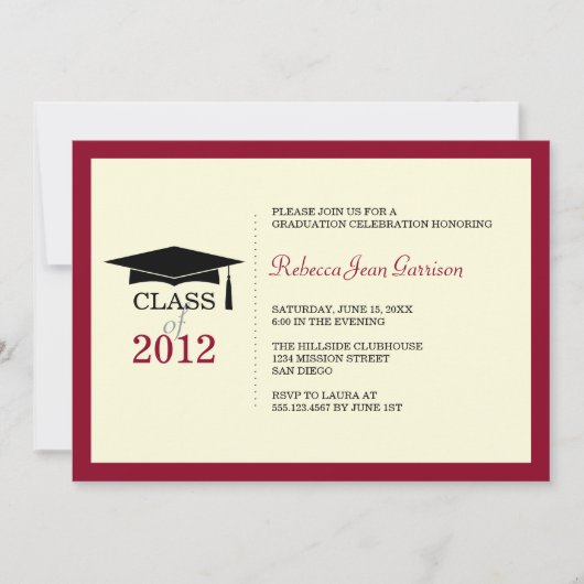 Roodgrens pet tassel afstuderen bekendmaking kaart (Voorkant)