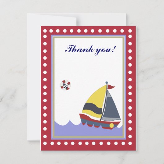 Roodgrens van Sail Boat Bedankkaart (Voorkant)