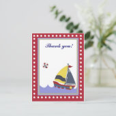Roodgrens van Sail Boat Bedankkaart (Staand voorkant)
