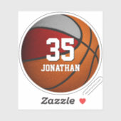 roodgrijs schoolteam dikjongens basketbal sticker (Vel)
