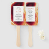 Roodgrijs slik en lijst vallen huwelijksprogramma handwaaier (Voorkant en achterkant)