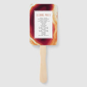 Roodgrijs slik en lijst vallen huwelijksprogramma handwaaier (Achterkant)