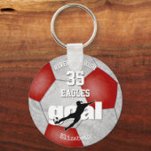 roodgrijs voetbalteam geestesmeisjes sport sleutelhanger (Voorkant)