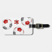 roodgrijs wit voetbalteam, monogrammen bagagelabel (Voorkant horizontaal)