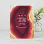 Roodgrijsvlek in valkleuren moderne bruiloft kaart (Staand voorkant)