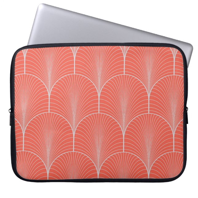 Roodgrijze art deco,  behang. laptop sleeve (Voorkant)