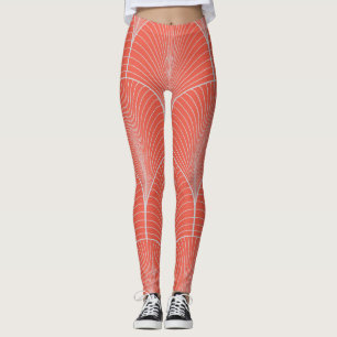 Roodgrijze art deco, behang. leggings