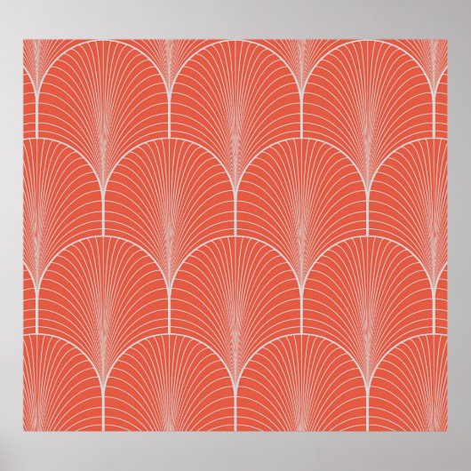 Roodgrijze art deco, behang. poster (Voorkant)