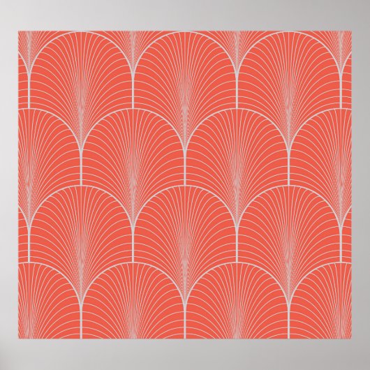 Roodgrijze art deco,  behang. poster (Voorkant)