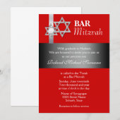 Roodgrijze bar mitzvah viering kaart (Voorkant / Achterkant)