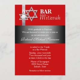 Roodgrijze bar mitzvah viering kaart