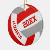 roodgrijze jongens team kleuren volleybal keramisch ornament (Links)