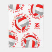 roodgrijze volleybalrechtbank blij met plaatstypog fleece deken (Voorkant)