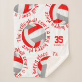 roodgrijze volleybalrechtbank blij met plaatstypog sherpa deken (Voorkant)