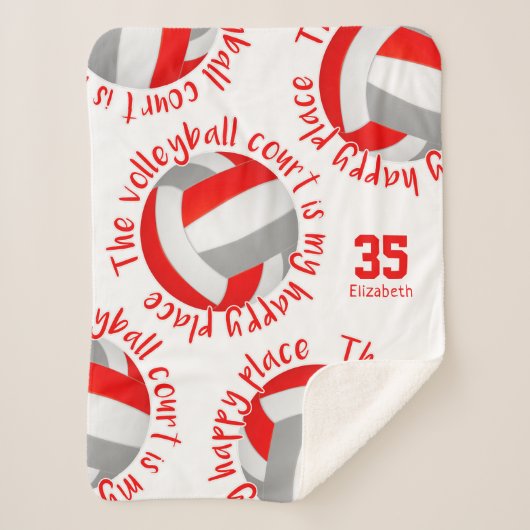 roodgrijze volleybalrechtbank blij met plaatstypog sherpa deken (Voorkant)