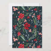 Roodgroene florale baarzen bruiloft kaart (Achterkant)