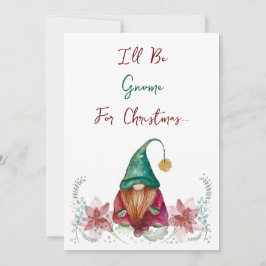 Roodgroene kabouter hulstbes poinsettia aquarel kaart