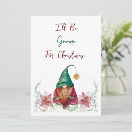 Roodgroene kabouter hulstbes poinsettia aquarel kaart