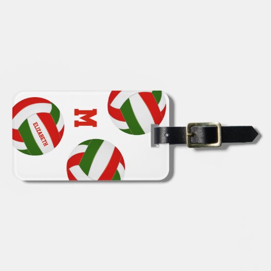 roodgroene meisjes volleybalteam kleuren bagagelabel (Voorkant horizontaal)