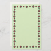 Roodgroene Poinsettia Flowers Border Stationery Briefpapier (Voorkant / Achterkant)
