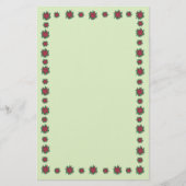 Roodgroene Poinsettia Flowers Border Stationery Briefpapier (Voorkant)