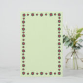 Roodgroene Poinsettia Flowers Border Stationery Briefpapier (Staand voorkant)
