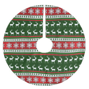 Roodgroene rendiersnowflake-boomrok kerstboom rok