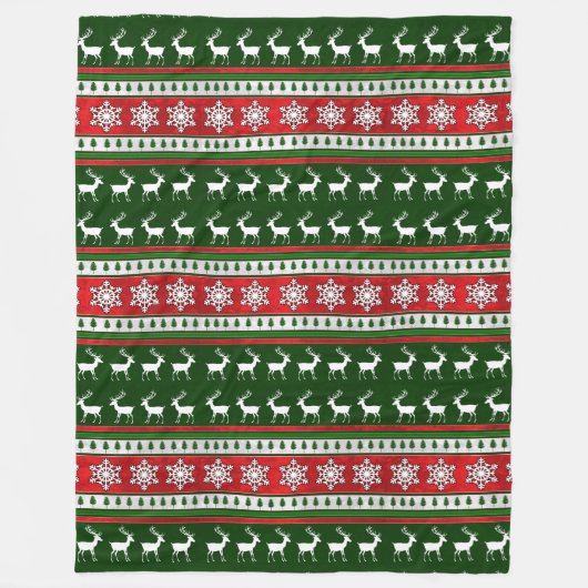 Roodgroene rendiersnowflake grote vlooiendeken fleece deken (Voorkant)