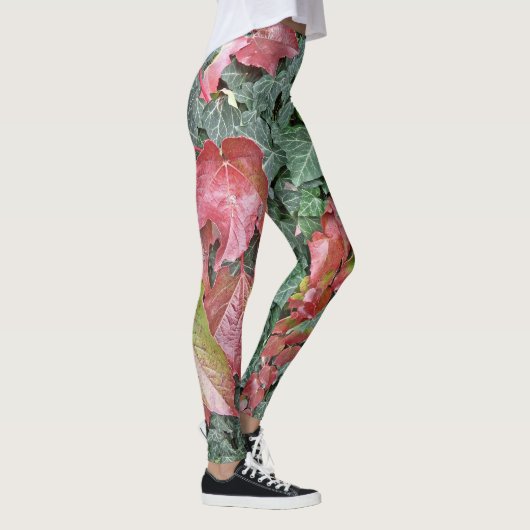 Roodgroene visbladeren herfst herfstseizoen leggings (Rechts)