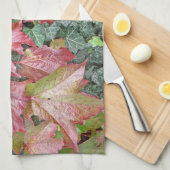 Roodgroene visbladeren herfst herfstseizoen theedoek (Quarter Fold)