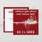 Roodgrunge Heart Valentijnse huwelijksuitnodiginge Kaart (Voorkant / Achterkant)