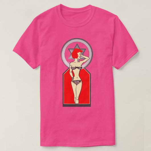 Roodhaar met rood haar in een bikini t-shirt (Design voorkant)