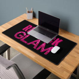 Roodhals Glam Pink Glitter op Zwart Bureaumat