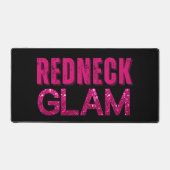 Roodhals Glam Pink Glitter op Zwart Bureaumat (Voorkant)