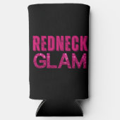 Roodhals Glam Pink Glitter op Zwart Seltzer Blikjeskoeler (Voorkant)