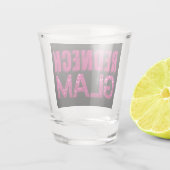 Roodhals Glam Pink Glitter Shot Glas (Achterkant)